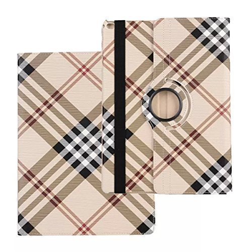 Generic 12.9 Inch Leather Ultra Slim Lightweight Stand Grid Stripe Pattern Logo Hollow Out iOS 9 Tablet Protective Folding Case for iPad Pro(apricot)