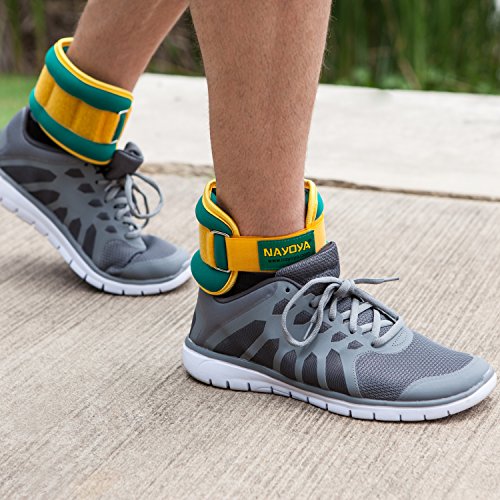 Nayoya 3 Pound Adjustable Ankle Weights Set with Carry Pouch