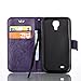 Samsung Galaxy S4 Mini Case, Bonice 3 in 1 Accessory PU Leather Magnetic Snap Wallet Case with [Card Slots] [Hand Strip] Premium Cover + Stylus Pen + Diamond Rhinestone Butterfly Antidust Plug, Purple