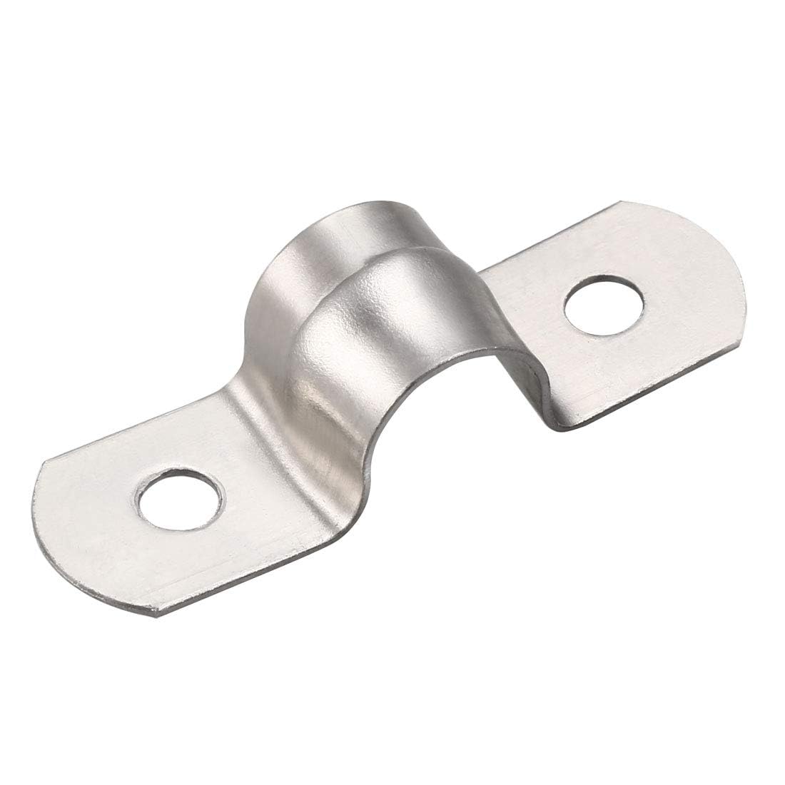 TA-VIGOR 20Pcs Rigid Pipe Straps, 10mm 2 Holes Stainless Steel Tension Tube Clip Clamp, Heavy Duty Conduit Clamps for Pipe Tube Wire Fixing, Laying Plumbing, Electricity, Exhaust