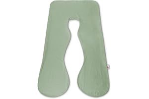 Meiz Pregnancy Pillow Cover, Rayon Cover from Bamboo, U Shaped Pregnancy Pillow Cover, Cooling Maternity Pillow Cover for 55" x 31" Pregnancy Pillows, Sage Green