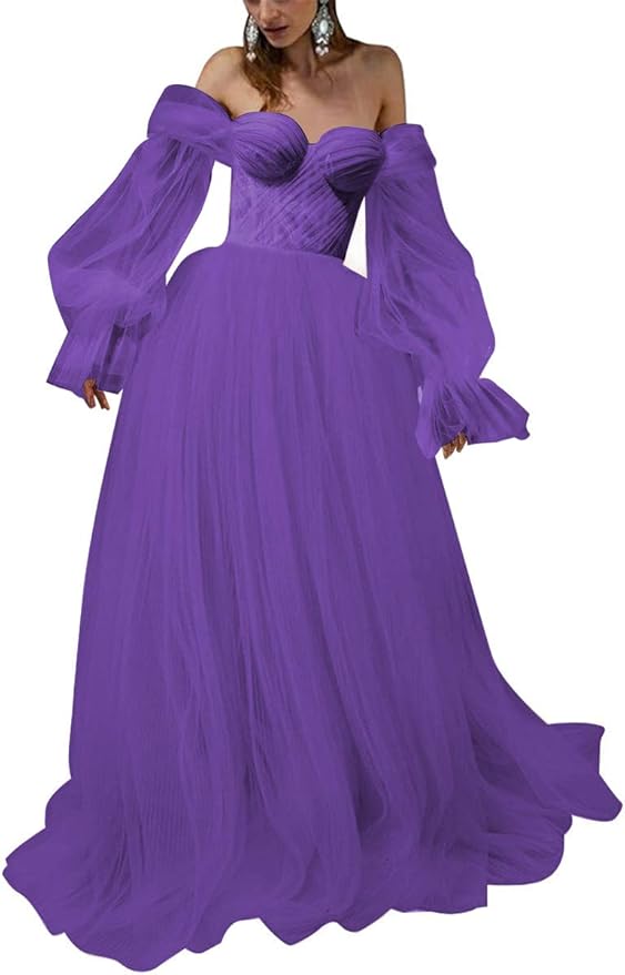 Robe de bal à manches bouffantes pour femme avec épaules dénudées en