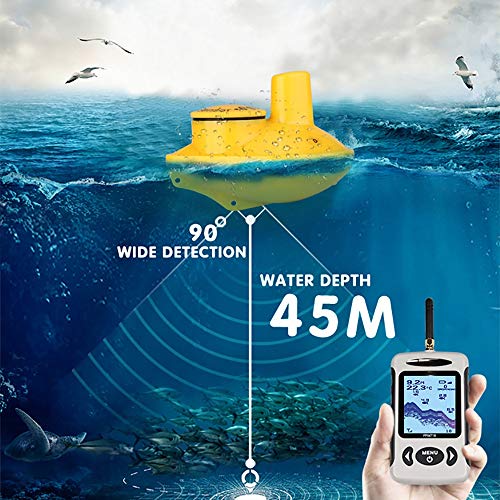 Zhbd Détecteur De Poisson Poisson Sans Fil Finder 120 Mètres Plage 45 Mètres De Profondeur Fish Finder Avec écran Lcd…