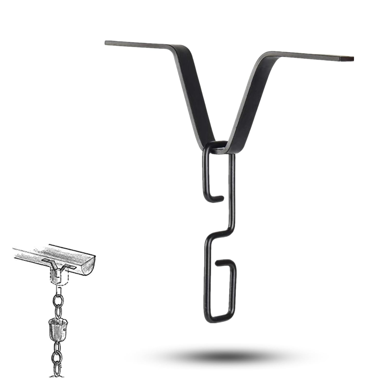 TNBSGH 1 PCS Rain Chains Professional Rain Chain Gutter Adapter Drain Rain Chain Clip V-Shaped Rain Chain Hook for Gutter Downpipe Systems Rectangular