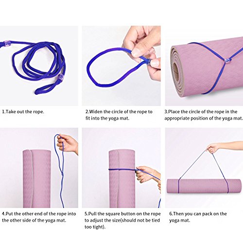 Non Slip Yoga Mat, LetsFunny Thick Eco Friendly Large Yoga Mats with Carrying Strap for Women,Men - 1/4-Inch SGS Certified TPE Exercise Anti-Tear Workout Mat for Pilates Yoga Fitness - Thumbnail 7