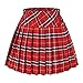 Women`s Elasticated Plaid Pleated Skirt Plus size Costumes(XL, Red white)