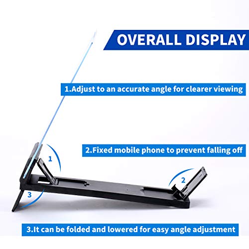 Cell Phone Screen Magnifier, 2 Pcs 12 inch Foldable Screen Amplifiers for Smart Phone, Enlarge Screens Stand Holder for Watching Movie, Video, Reading, and Playing Games (Pack of 2, Black & White)