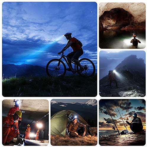 bedee Stirnlampe, 2pcs USB Wiederaufladbar Kopflampe IPX5 Wasserdicht LED Stirnlampen mit 90° Einstellbar, 8 Modi, Edelstahlhaken, Leichtgewichts Stirnleuchte für Kinder/Adults Joggen Campen Radfahren