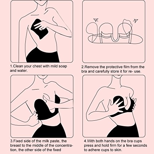 VeMee Strapless Bra Deep U-Shaped Self Adhesive Push Up Bra For Women Reusable Silicone Bra, CUPD, Skin