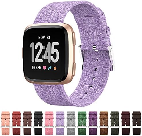 GeekSpark Compatible for Fitbit Versa Bands, Woven Fabric Quick Replacement Accessories Wristbands with Classic Square Stainless Steel Clasp for Fitbit Versa Smartwatch