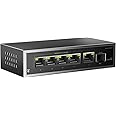 6 Port 2.5Gb Unmanaged Ethernet Switch with 5* 2.5G Base-T Ports, 1*10G SFP Ports, AUMOX PRO 60Gbps Switching Capacity Compatible with 100/1000/2500Mbps for Wireless AP, NAS, PC Plug and Play