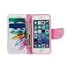 Case for iPhone SE 5 5S, xhorizon ?FLK Simple Floral Beautiful Colorful Flower Magnetic Flip Leather Case for iPhone 5 5S / iPhone SE (2016)