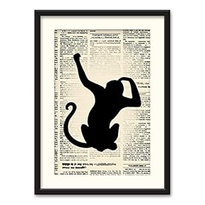 Black Paper Framed Canvas Wall Art for Living Room, Bedroom Animals or Plants Pop Up Vintage Newspaper Backgroud Canvas Prints for Home Decoration Ready to Hanging - 23x31 inches