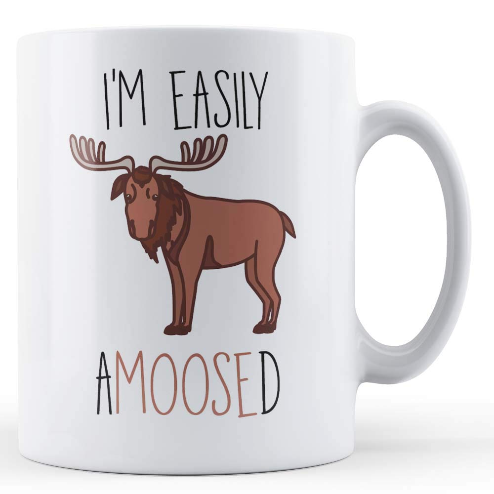 Father Fox - Moose Pun, Easily Amused I'm Easily Amoosed - Funny Gift Mug, Ceramic, 11fl.oz.