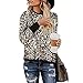 TOOPOOT Women Tops  Fashion Leopard Print Shirts Round Neck Long Sleeve Patchwork Sweatshirt Brownthumb 2