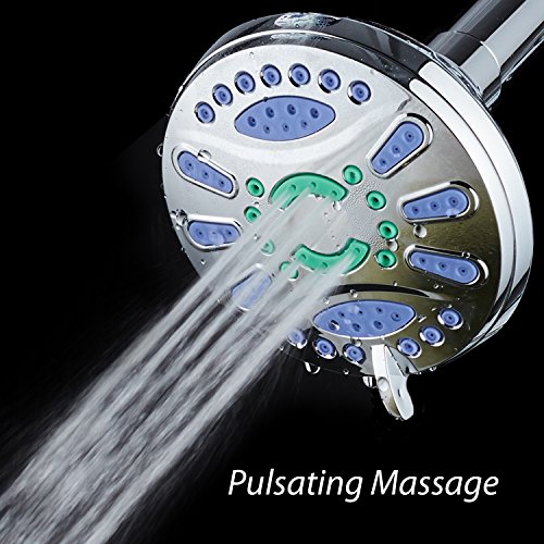 AquaStar Elite High-Pressure 6-setting Extra-Large Luxury Spa Shower Head with Antimicrobial Anti-Clog Jets. Inhibits Growth of Mold, Mildew & Bacteria! / Solid Brass Ball Join / All Chrome Finish - Thumbnail 5