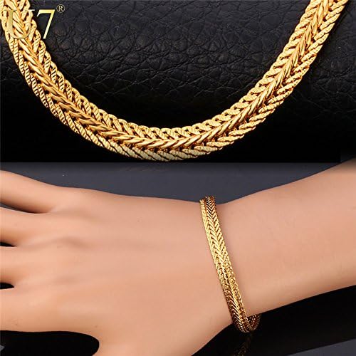 ChokuShop "18K" Stamp Real Gold Plated Bracelet New Fashion Rock Style 21 cm 0.6 cm Thick Snake Chain Bracelet Men Jewelry H552