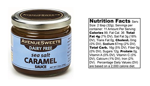 AvenueSweets - Handcrafted Dairy Free Vegan Caramel Sauce - 1 x 12 oz Jar - Sea Salt