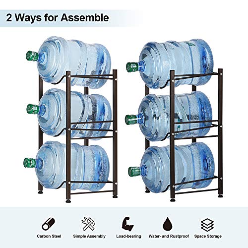 Nandae Water Cooler Jug Rack, 3-Tier Heavy Duty Water Bottle Holder Storage Rack for 5 Gallon Water Dispenser, Save Space
