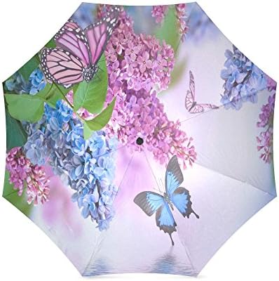 Beautiful Butterflies and Flowers Anti Rain Windproof Travel Golf Sports Foldable Umbrella