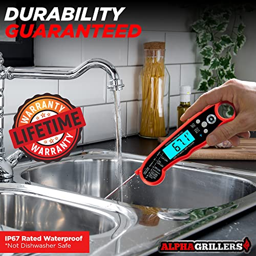 Alpha Grillers Instant Read Meat Thermometer for Grill and Cooking