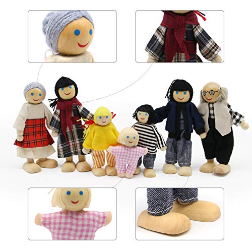 Wagoog Puppenhaus Puppenfamilie, Puppen für Puppenhaus Familie Zubehör Kinderspielzeug – Bild 3