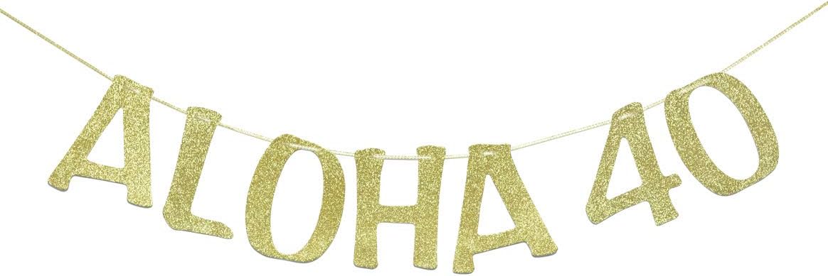 40 Birthday Banner Garland for 40th Birthday Anniversary Party Decorations Pineapple Party Decor Hawaiian Tropical Theme Party Photo Prop Gold Glitter