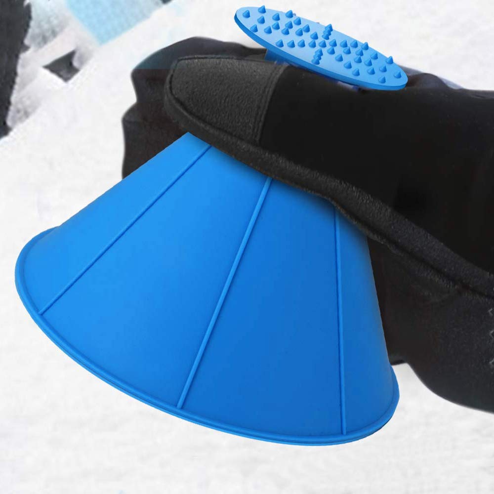 QUEES 2 Pack Ice Scraper Round Car Window Windshield Cone -Shaped 5.7″ Larger Coverage Diameter Snow Funnel Removal Tool with 4 Ice Breakers Blue