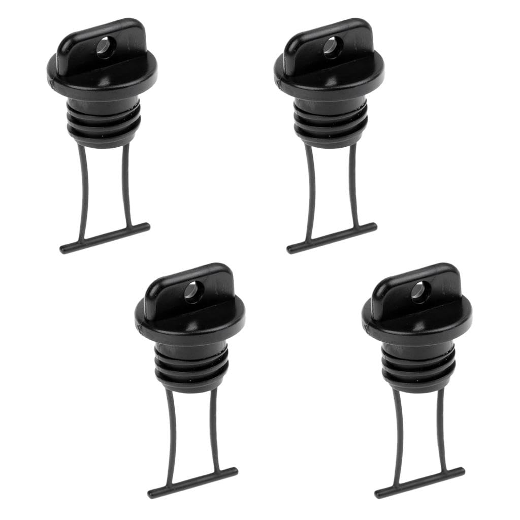 Sharplace 4 Pieces Universal Black Plastic Kayak Dinghy Canoe Boat Hull Thread Drain Plugs Kayak Accessories