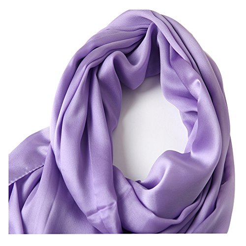 Bellonesc Silk Scarf 100% Silk Long Lightweight Sunscreen Shawls for Women (Pink Purple)