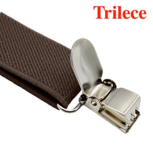 Trilece Kids Boys Suspenders - Girls Toddler Baby - Adjustable Elastic Y Back and Strong Clips - Various Solid Colors (Brown)