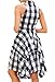 Women Summer Sleeveless Side Pockets Plaid Check Pleated Casual Skater Shirt Dress Sexy Clubwear Large Size Black White