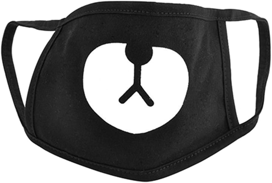 Whiie891203 Dust Mask Respirator,Unisex Black Cute Bear Cotton Mouth Face Mask Respirator for Cycling Anti-Dust Black