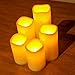 Lily's Home Flameless Flickering LED Resin Waxless Candles, for Indoor or Outdoor Use, Battery Powered with Timer, Safe for Use Around Kids and Pets, Bisque (3