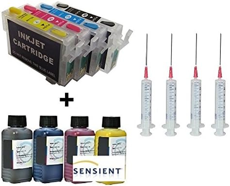 Auto Reset Chip Cartridges, easy refillable - T1621, T1622, T1623, T1624 / T1631, T1632, T1633, T1634, T16 XL + 4 x 100 ml SENSIENT inks