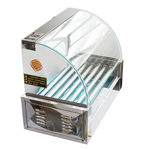 7 Roller 18 Hot Dog Grill Machine (ONLY SHIP TO USA) Commercial Hotdog Cooker Warmer Maker Machine with Cover (1050W) - Thumbnail 3