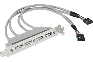 YINETTECH 4 Ports USB 2.0 Female to 2 Motherboard 9Pin Header Cable with PCI-E Bracket
