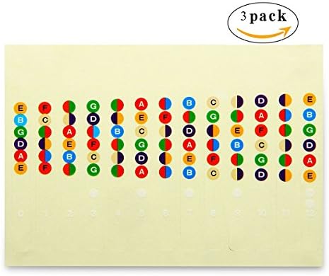 Pakala66 3 Pack Guitar Fretboard Note Decal Fingerboard Musical Scale Map Sticker for Practice