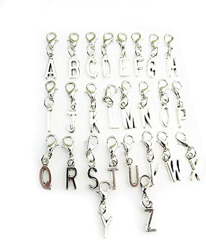 jewelleryjoy Clip On A-Z Alphabet Initial Letters Charms Pendant for Bracelet Necklace in Organza Gift Bag