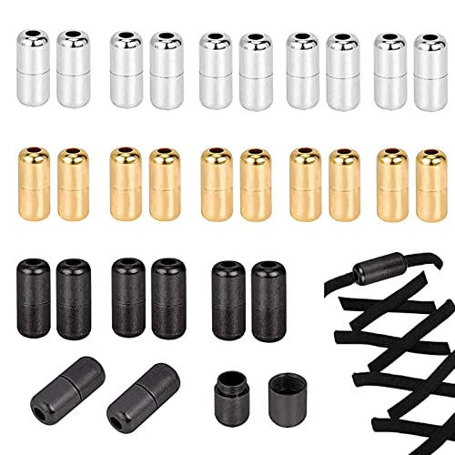 PH PandaHall 30pcs No Tie Shoelaces Tieless Elastic Laces Clasps Metal