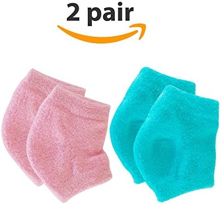2 PAIR - Moisturizing Gel Heel Socks w/ Enriched Vitamins for Dry Hard Cracked Heels &amp; DIY Simple Home Remedies by Triim Fitness