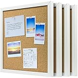 OrgaNice Cork Board / Bulletin Board - 4x Beautifully Framed 12 x 12-Inch Tiles - Reinforced Frame - ZERO Flaking - Start Your Dream Project - Mounting Hardware Included - BONUS 10x Push Pins