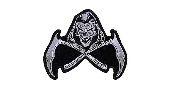 Amazon Com Reaper Skull Scythe Patch 4 1x3 5 Inch Embroidered Iron On Patch Arts Crafts Sewing