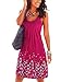 Finego Women Casual Beach Sleeveless Floral Pleated Tank Dress