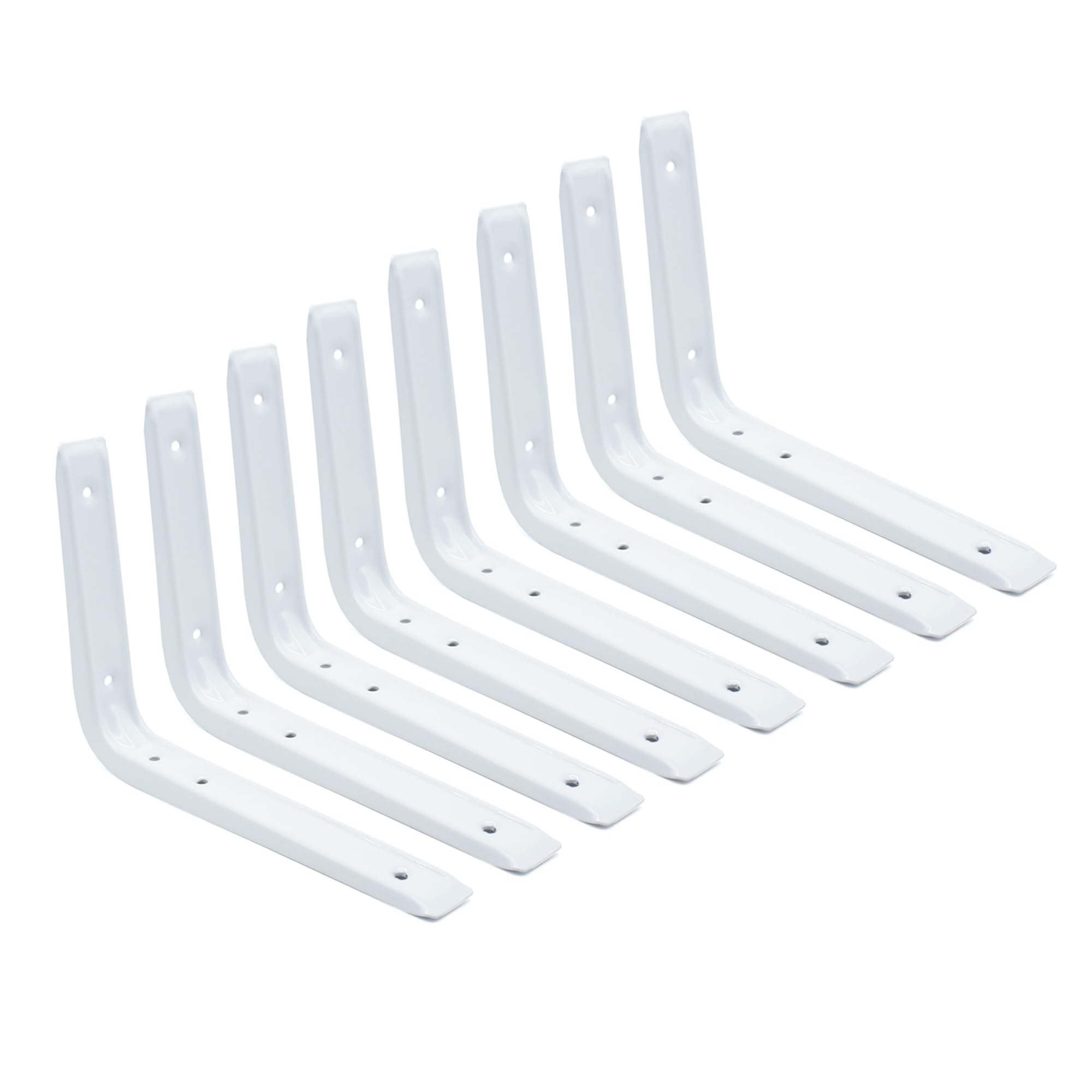 DOJA Barcelona Shelf Bracket, White, 200 x 150 mm, Pack of 8, Metal Angle Shelf Bracket, Angle for Shelves, Wall Angle Shelf Bracket for DIY, Shelf Support, Wall Shelf Bracket, Shelf Bracket, White