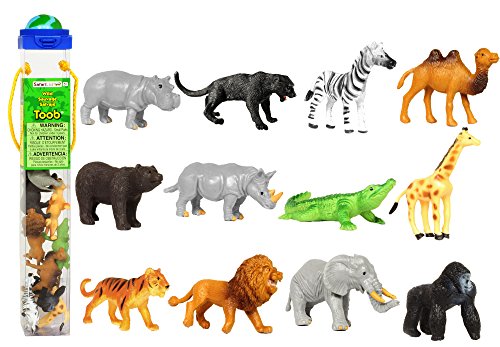 Safari Ltd Wild TOOB With 12 Great Jungle Friends, Including a Giraffe, Brown Bear, Tiger, Camel, Lion, Crocodile, Gorilla, Hippo, Rhino, Zebra, Panther and Elephant (Discontinued by manufacturer)