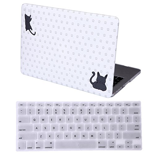 HDE MacBook Pro 13 Inch Retina Case Hard Shell Cover Rubberized Soft Touch Plastic with Silicone Keyboard Skin Fits (No CD Drive) Model A1425 and A1502 (Kitty Cat Paws)
