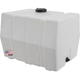 RomoTech 82123929 Horizontal Square Reservoir Water Tank, 100 Gallon, Made in USA, Natural Poly Tank For Non-Flammable Liquids, UV-Resistant, Ideal for Agricultural Use, RV Water Storage, White