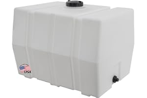 RomoTech 82123929 Horizontal Square Reservoir Water Tank, 100 gallon, Made in USA, Natural Poly Tank For Non-Flammable Liquids, UV-Resistant, Ideal for Agricultural Use, RV Water Storage