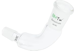 BMTick Glass Distillation Adapter, 105 Degree Bent Distilling Adapter Borosilicate Glass Distillation Adapter with 24/40 Outer and Inner Joint (24/40 Joint)